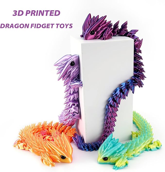 3D Printed Dragon, Flexible Articulated Dragon Toothless Dragon Fidget Toys