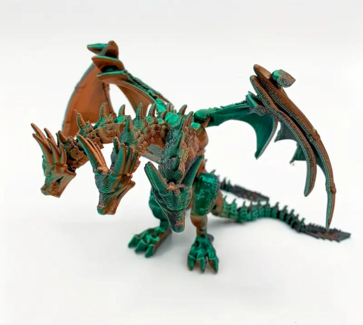 Colorful Dragon Figurine with Red Wings